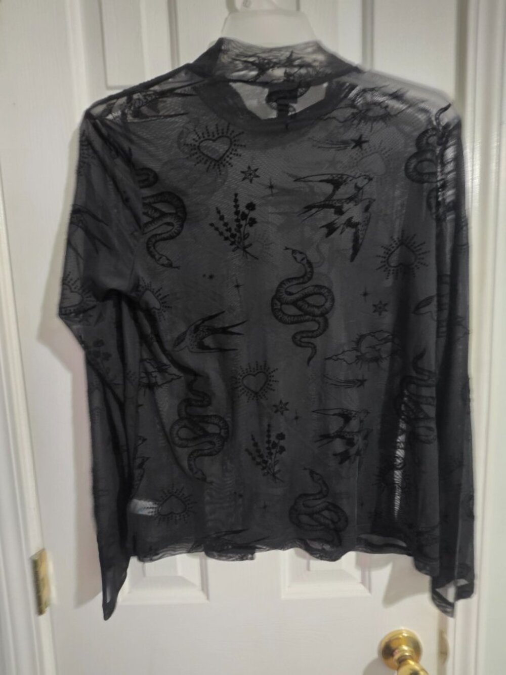 Torrid Mesh Burnout Mock Neck Long Sleeve Top - Picture 4 of 4